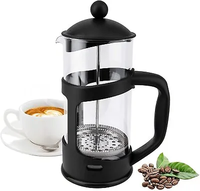 Black 3 Cup Cafetiere Coffee Plunger Coffee Maker French Press Plastic Glass Mix • £9.75