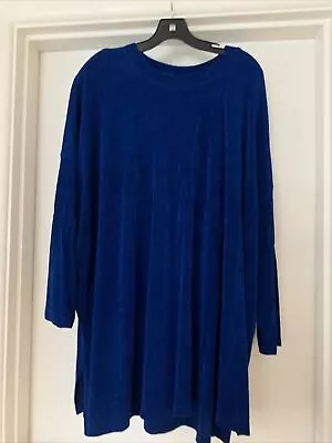 Vikki Vi Classic Long Sleeve Shirt Top Tunic Blouse Blue Plus OSFA 70” Around • $39.95