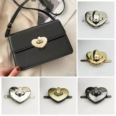 DIY Heart Shape Metal Clasp Turn Lock Twist Lock For Handbag Bag Purse Hardware • £3.11