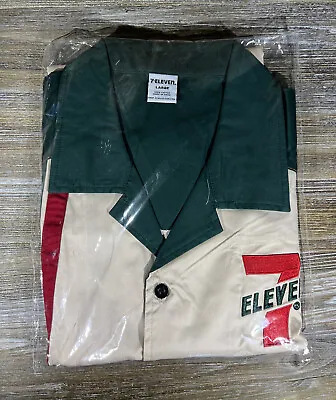 Retro 7-Eleven Woven Button Up Down Camp Collar Shirt Size L Large LE In Hand • $142.42