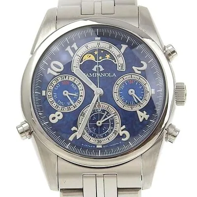 Citizen Campanola 6771-T010750 Moonphase St.Steel Blue Silver Quartz Mens Watch • $3254.49