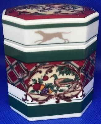 Noritake Royal Hunt Plaid Deer Pheasant Hunting Dog 3930 Trinket Jewelry Box • $19.99