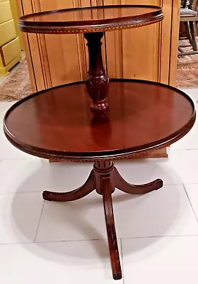 Vintage Chippendale Style Two-Tier Dumbwaiter Table -Mahogany  • $375