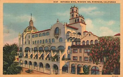 Postcard CA Riverside Mission Inn Rotunda Wing 1948 Linen Vintage PC G1390 • $2