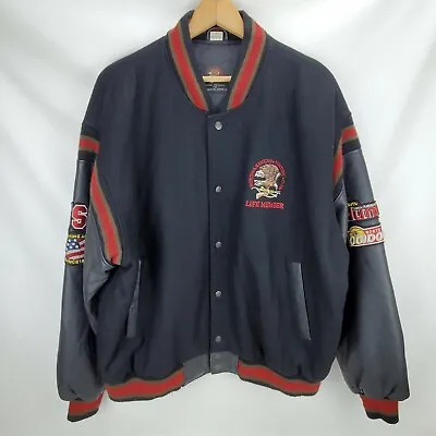 Vintage 90s North American Hunting Club Leather Wool Varsity Letterman Jacket XL • $44.95