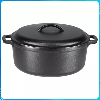 Amazon Basics Pre-Seasoned Cast Iron Round Dutch Oven Pot 7-Quart Black • $52.99