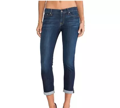 7 For All Mankind Women's Skinny Crop And Roll Jeans Blue Size 24 $178 NwT • $24.99