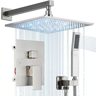 LED Shower Faucet Set Complete System Rain Head Combo W/Mixer Valve Wall Mount • $85