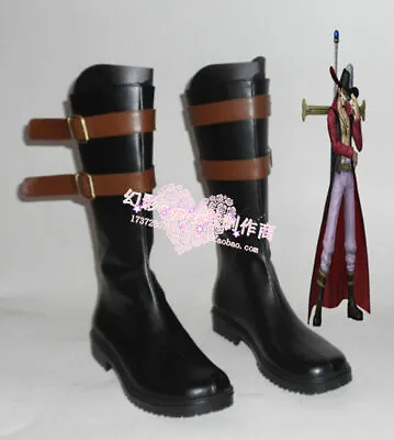 One Piece Dracule Mihawk Black Halloween Long Cosplay Shoes Boots • $14