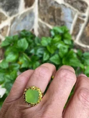 Mariana Jewelry From Israel Cushion Cut Cluster Ring Adjustable Green • $25