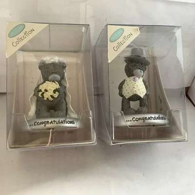 £10 • Buy Me To You Tatty Teddy Bear Figurine BRIDE & GROOM Gift Cake Toppers X 2 Boxed