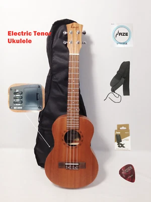 $85 • Buy Haze  Tenor Ukulele Mahogany With EQ Free Bag,Pick, Strap,Tuner U26TEQ