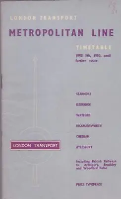 London Transport Metropolitan Line Railway Timetable Book Jun 1950 • £4.50