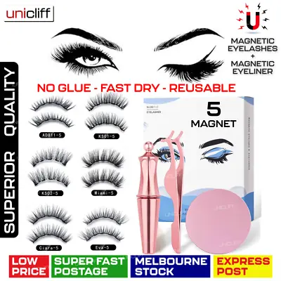 $15.99 • Buy Magnetic Eyelashes False Eye Lashes Extension Liquid Eyeliner And Tweezer NEW