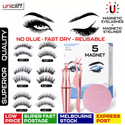 $3.99 • Buy Magnetic Eyelashes False Eye Lashes Extension Liquid Eyeliner And Tweezer NEW