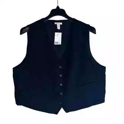 New H&M Mens Sz XXL Vest Waistcoat Black Button Front V-Neck Formal Business NWT • $22.99