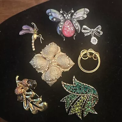 Brooch Lot Many Rhinestone 1 Signed Austria Bug Insect Maltese Cross Acorn • $19.99