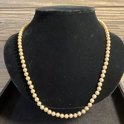 Vtg Monet Costume Jewelry Off White Simulated Pearl Beaded Necklace 20” • $17.99