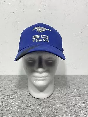 Ford Mustang 50 Years Boss 302 Strapback Hat Cap Adjustable Blue Car Racing Pony • $18