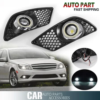 For 08-11 Mercedes Benz C300 W204 LED Angle Eyes Grille Fog Light Lamps W/Cover • $41.99