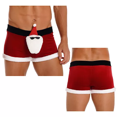 Men's Christmas Holiday Santa Claus Boxer Briefs Novelty Funny Shorts Underwear • $12.23