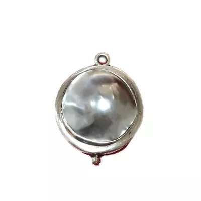 Sterling Silver 925 Large Rounded Mabe Pearl Bezeled Pendant • $30