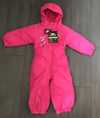 BNWT SIZE 18-24m TRESPASS DRIPDROP BABIES RAIN SUIT WATERPROOF PINK ALL IN ONE • £17.99