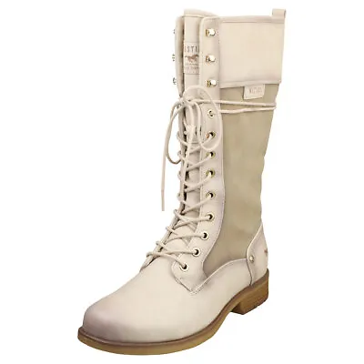 Mustang Side Zip High Womens Ivory Knee High Boots • £56.49