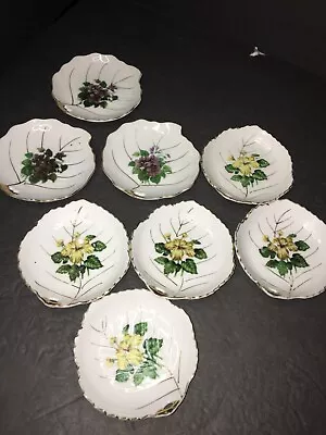Vintage Set Of 8 Floral Leaf Shape Mini Dishes Japan • $30