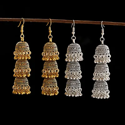 $3.29 • Buy Women Egypt Vintage Gold Jhumka Earring Indian Bells Tassel Tribal Gypsy Jewelry