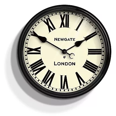 £67.50 • Buy 50 Cm Large Black Roman Numeral Kitchen Wall Clock - Big Station Clock - Newgate