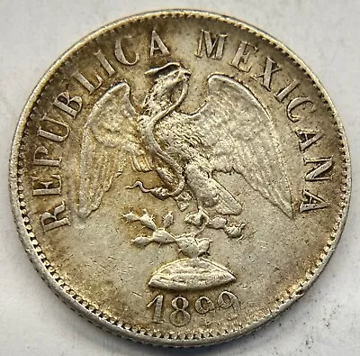 Mexico 1899 Mo M 20 Centavos Silver Coin KM #405.2 • $29.44