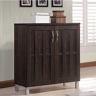 $139.78 • Buy Dark Brown Storage Cabinet Console Buffet Table Credenza Shoe Linen Pantry TV