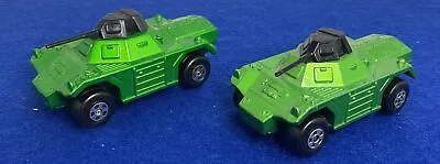 2x Matchbox Lesney Rolamatics No.73 Weasel In Metallic Green • £1.99