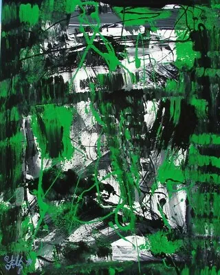 Modernist ABSTRACT PAINTING Expressionist MODERN ART CURRENCY WAR FOLTZ • $65