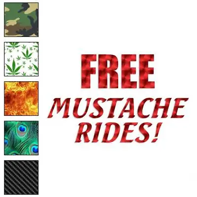 Free Mustache Rides Vinyl Decal Sticker 40 Patterns & 3 Sizes #1807 • $4.95