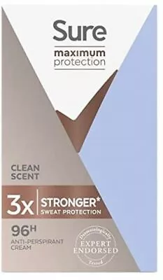 £8.99 • Buy Sure Women Maximum Protection Clean Scent Cream Anti-Perspirant Deodorant - 45ml