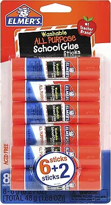 Elmer's School Glue Sticks All Purpose Washable Dries Quickly 8 Count E5004 • $8.49