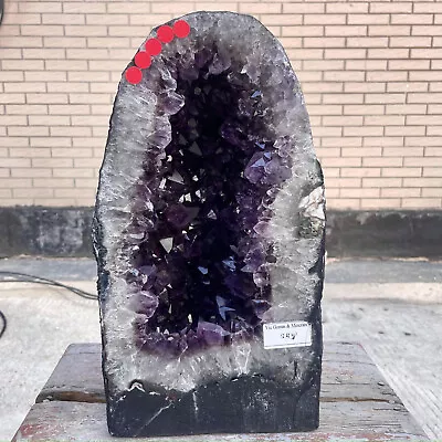 27.3LB Natural Amethyst Geode Quartz Crystal Cluster Cathedral Energy Healing • $8.50