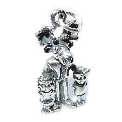 Moose With Children Sterling Silver Charm .925 X 1 Mooses Charms • $17.42