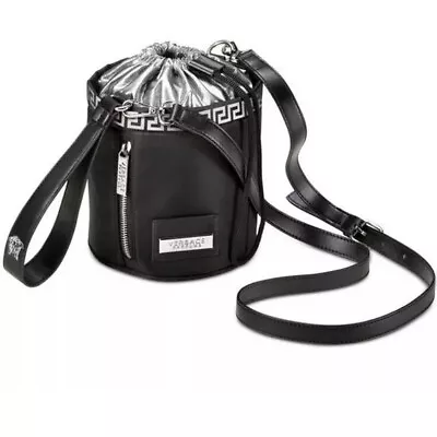 Versace Black & Silver Small Medusa Bucket Bag / Crossbody Travel NEW Genuine • $52