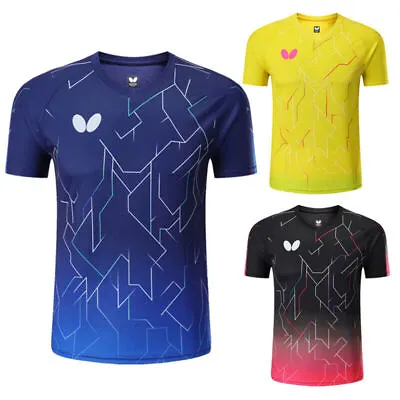 Butterfly Hot Unisex Badminton T-Shirts Table Tennis Clothes Polyester Sport Top • £12