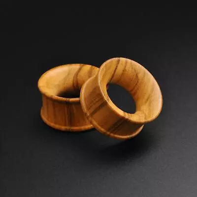 £7.99 • Buy Wooden Flesh Tunnels Ear Gauges | Olive Wood Double Flare Concave Tunnel