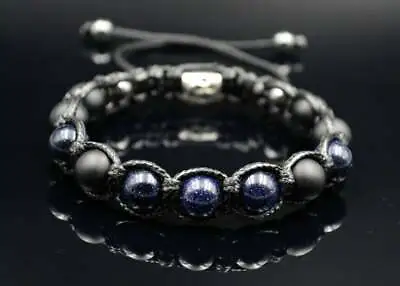Men's Gemstone Bracelet Sandstone Onyx Hematite Macrame Beaded Bracelet • $28