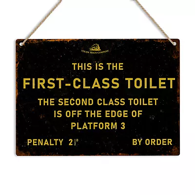Steam Train Toilet Metal Sign Funny Retro Bathroom Wall Plaque Railway Art Gift • £6.49