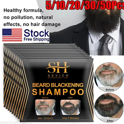 Men Beard Simple Hair Dye Color Shampoo Black Permanent Darkening Hair Coloring • $8.65