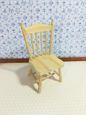 Dollhouse Kitchen Chair 1:12 Scale Miniature Spindle Back Unpainted Wood • $11.75