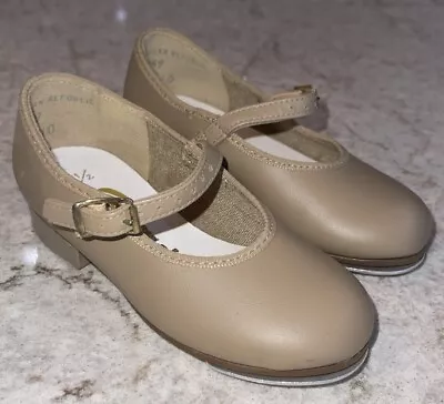 Award Irish Dance Tap Hard Shoes Leather Child Size 6 1/2 M Tan Beige Mary Jane • $59.99