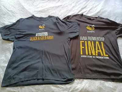 Mens XL RUGBY WASPS T-SHIRT X2 Aviva Premship Final 2017 Twickenham Dai Young  • £19.95