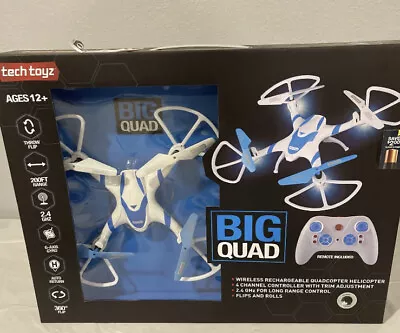 Tech Toyz Big Quad Wireless Rechargeable Quadcopter Helicopter Remote Controller • $14.97